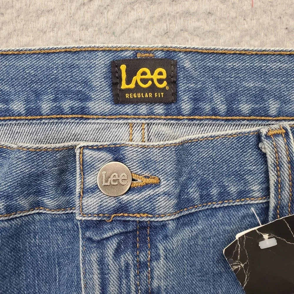 Lee Pepperstone Jeans Mens 44x34 Blue Denim Regular Fit Straight Leg Black Tab